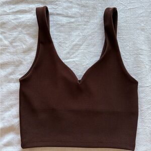 Brown V-Neck Crop Top